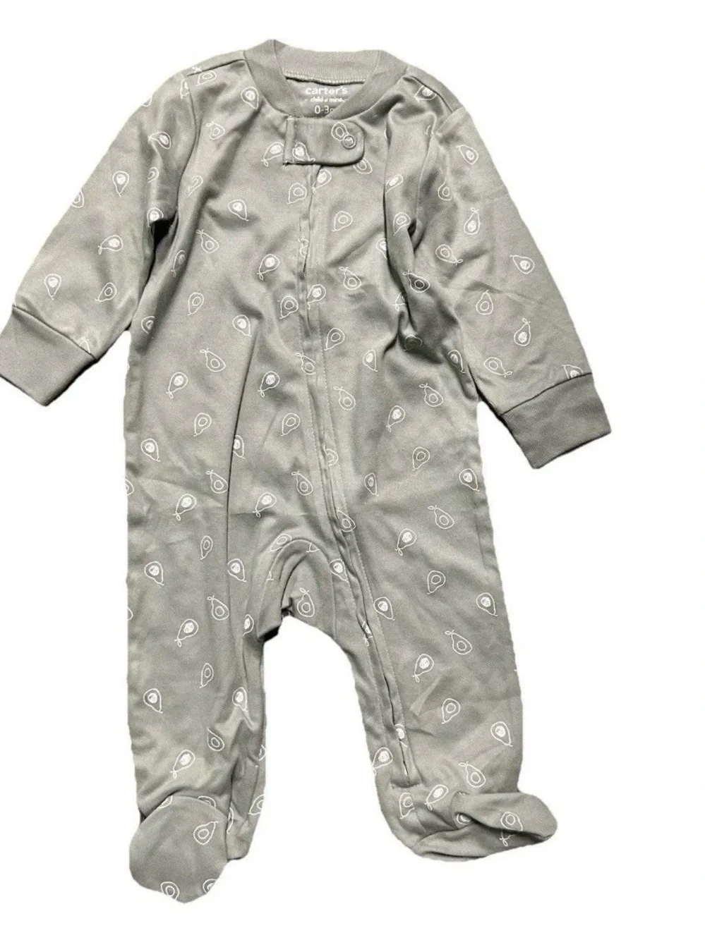 Baby Footie Pajamas Gown Pears Clouds Neutral Size 0-3 Months